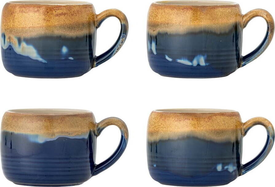 Modré/hnědé hrnky v sadě 4 ks z kameniny 400 ml Sheen – Bloomingville