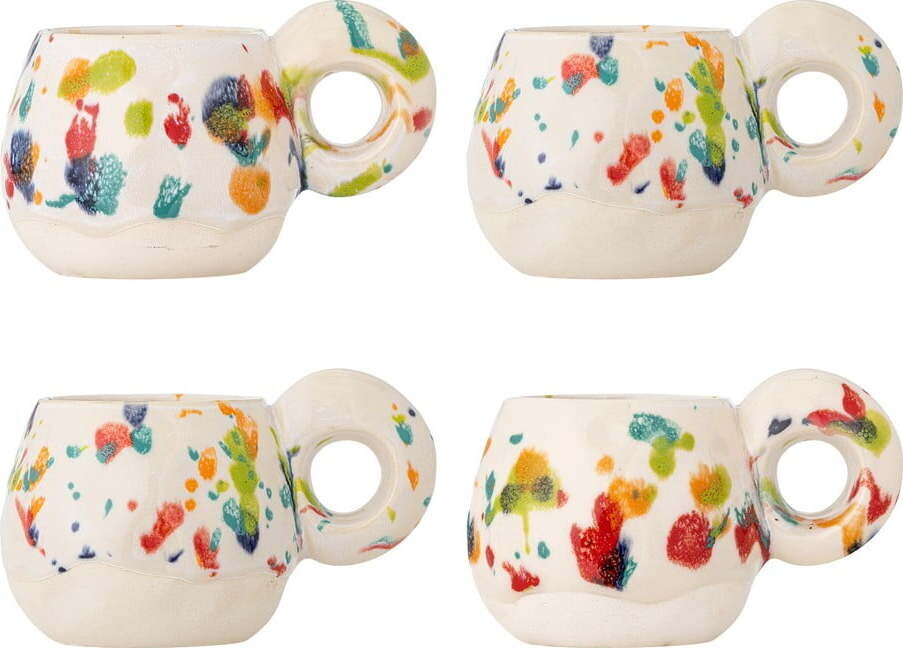 Šálky v sadě 4 ks na cappuccino z kameniny 200 ml Freckles – Bloomingville