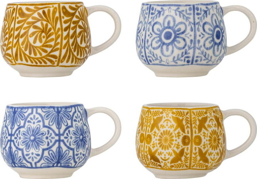 Modré/oranžové šálky v sadě 4 ks na espresso z kameniny 155 ml Milton – Bloomingville