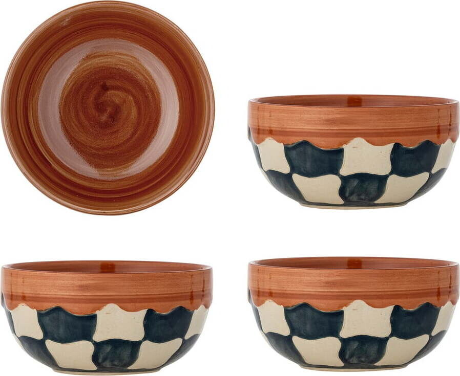 Misky v sadě 4 ks z kameniny 590 ml Check – Bloomingville