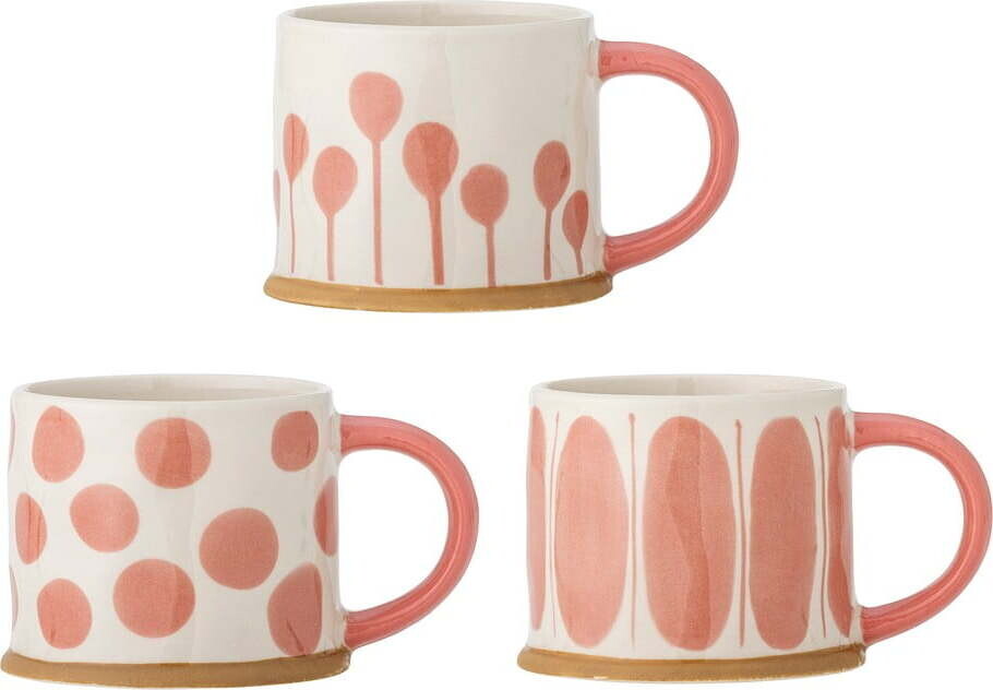 Hrnky v sadě 3 ks z kameniny v lososové barvě/krémové 450 ml Linora – Bloomingville