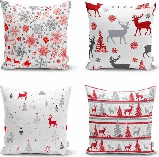 Povlaky na polštáře v sadě 4 ks s vánočním motivem 43x43 cm Snowflakes – Mila Home