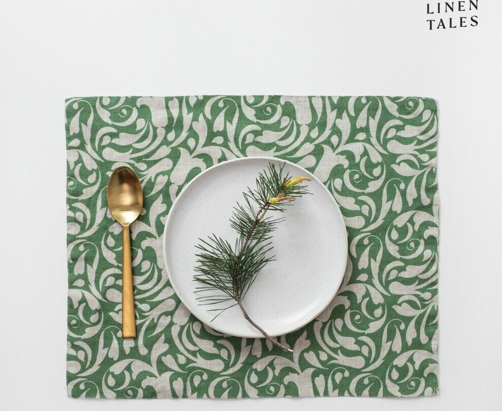 Lněné prostírání 35x45 cm Evergreen Damask – Linen Tales