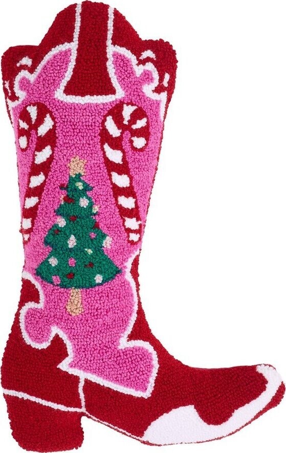 Dekorační polštář s vánočním motivem z materiálu bouclé 48x35 cm Santa's Howdy Christmas Boot – Catherine Lansfield