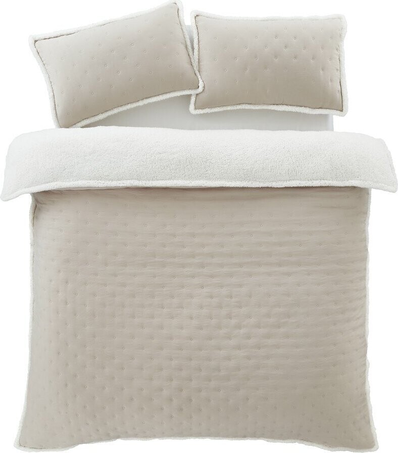 Béžové povlečení na dvoulůžko/prodloužené s beránkem 230x220 cm Cosy Nori – Catherine Lansfield