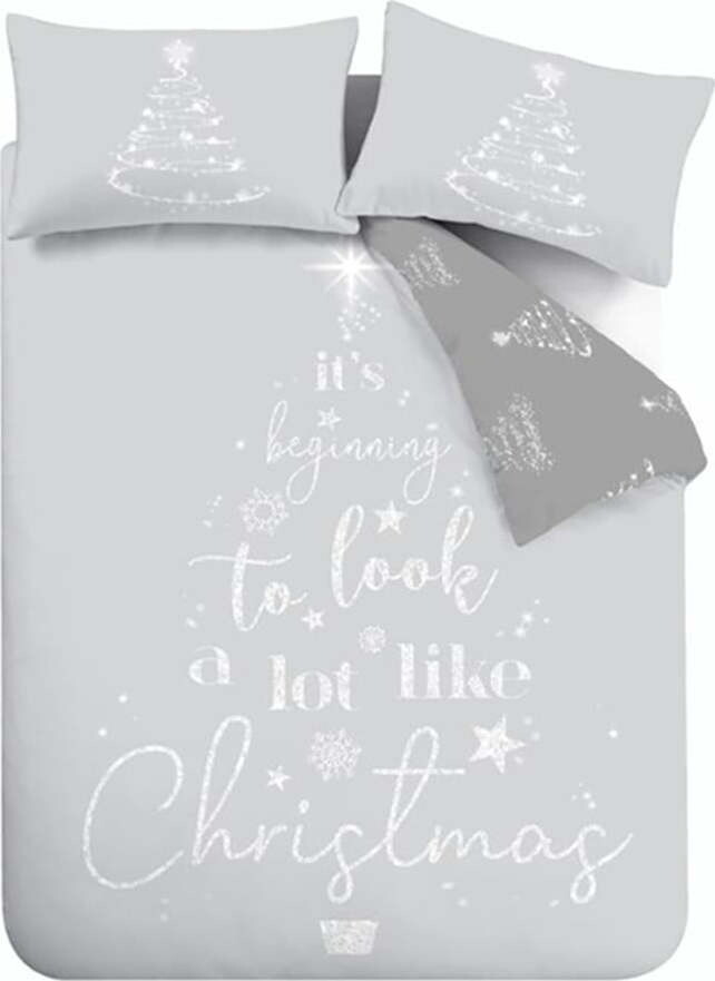 Šedé povlečení na dvoulůžko/prodloužené 230x220 cm A Lot Like Christmas – Catherine Lansfield