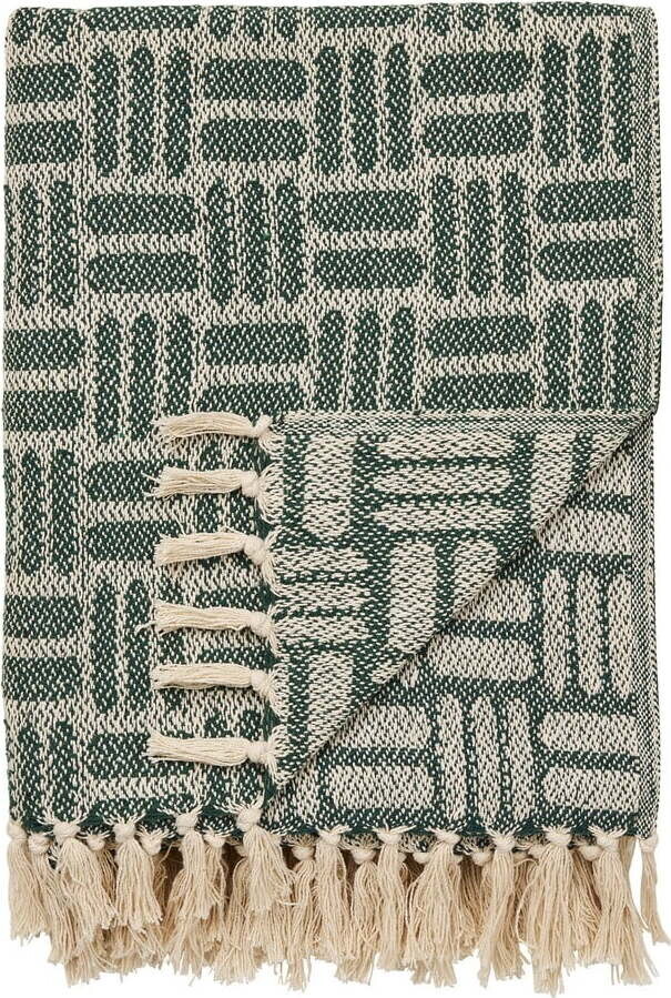 Zelená deka z recyklované bavlny 130x180 cm Adana – House Nordic