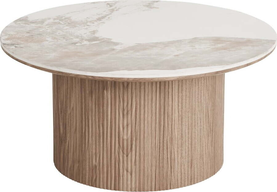 Béžový/v přírodní barvě kulatý konferenční stolek s deskou v dekoru mramoru ø 80 cm Athens – House Nordic