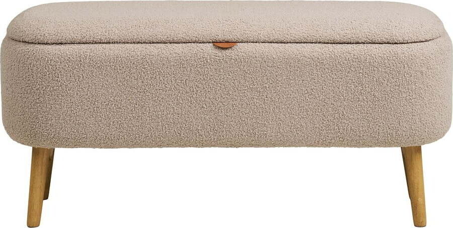 Béžová lavice z textilie bouclé Harlow – House Nordic