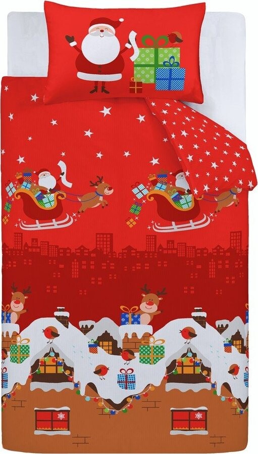 Červené dětské povlečení do postýlky 120x150 cm Santa's Christmas Presents – Catherine Lansfield