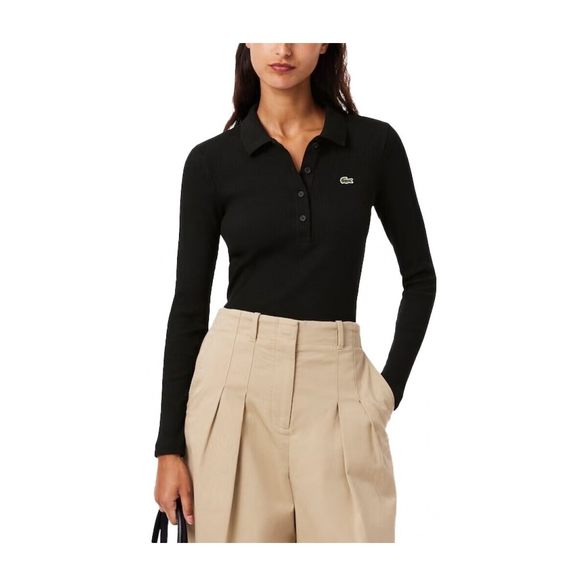 Lacoste  RIBBED COLLAR SHIRT  Černá