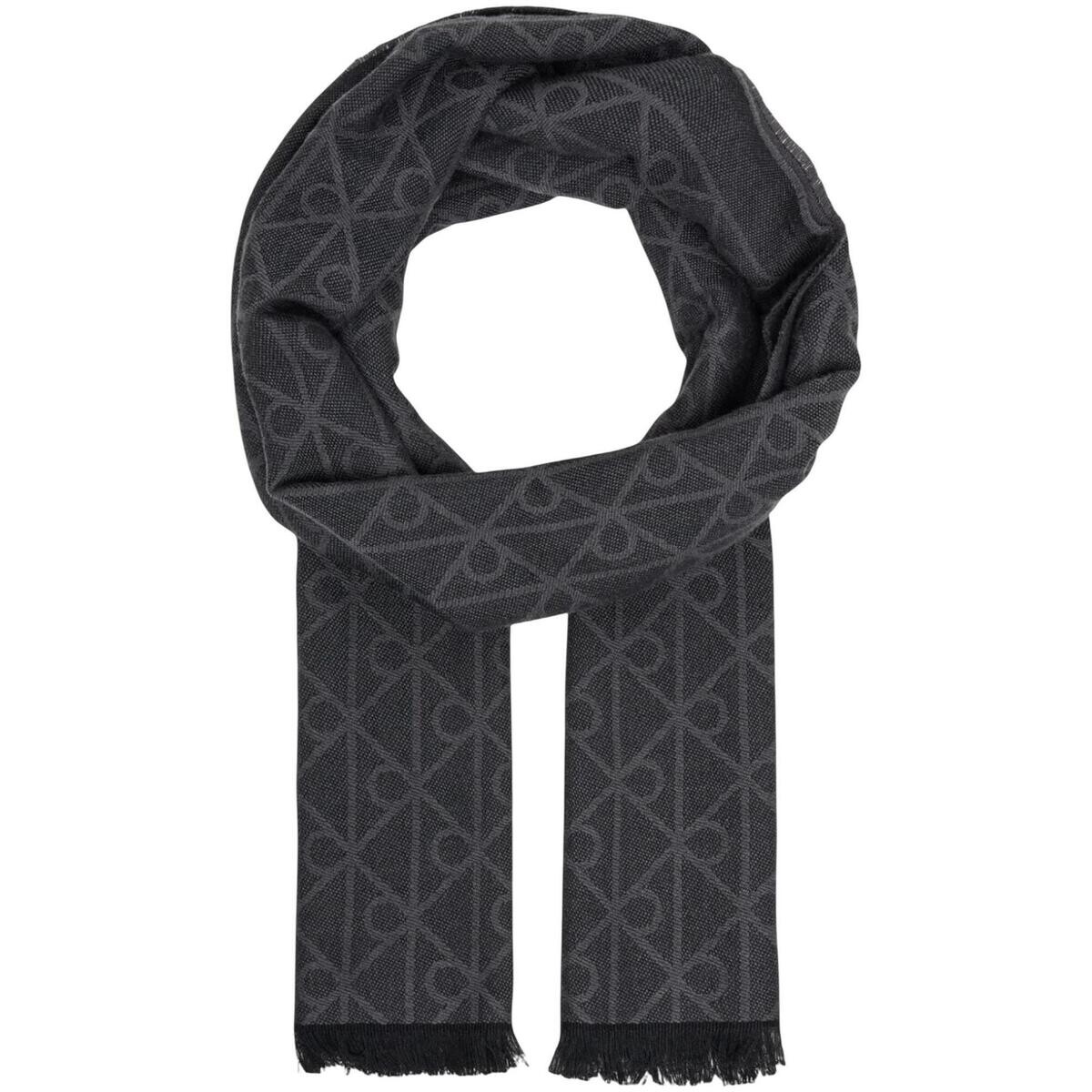 Calvin Klein Jeans  TONAL AOP WOOL LW SCARF LV04D8064G  Černá