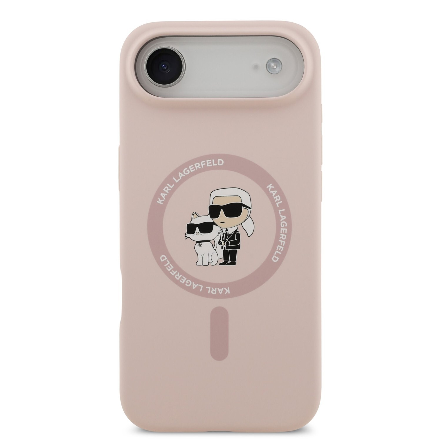Zadní kryt Karl Lagerfeld Liquid Silicone Karl and Choupette MagSafe pro Apple iPhone 17 Air, růžová