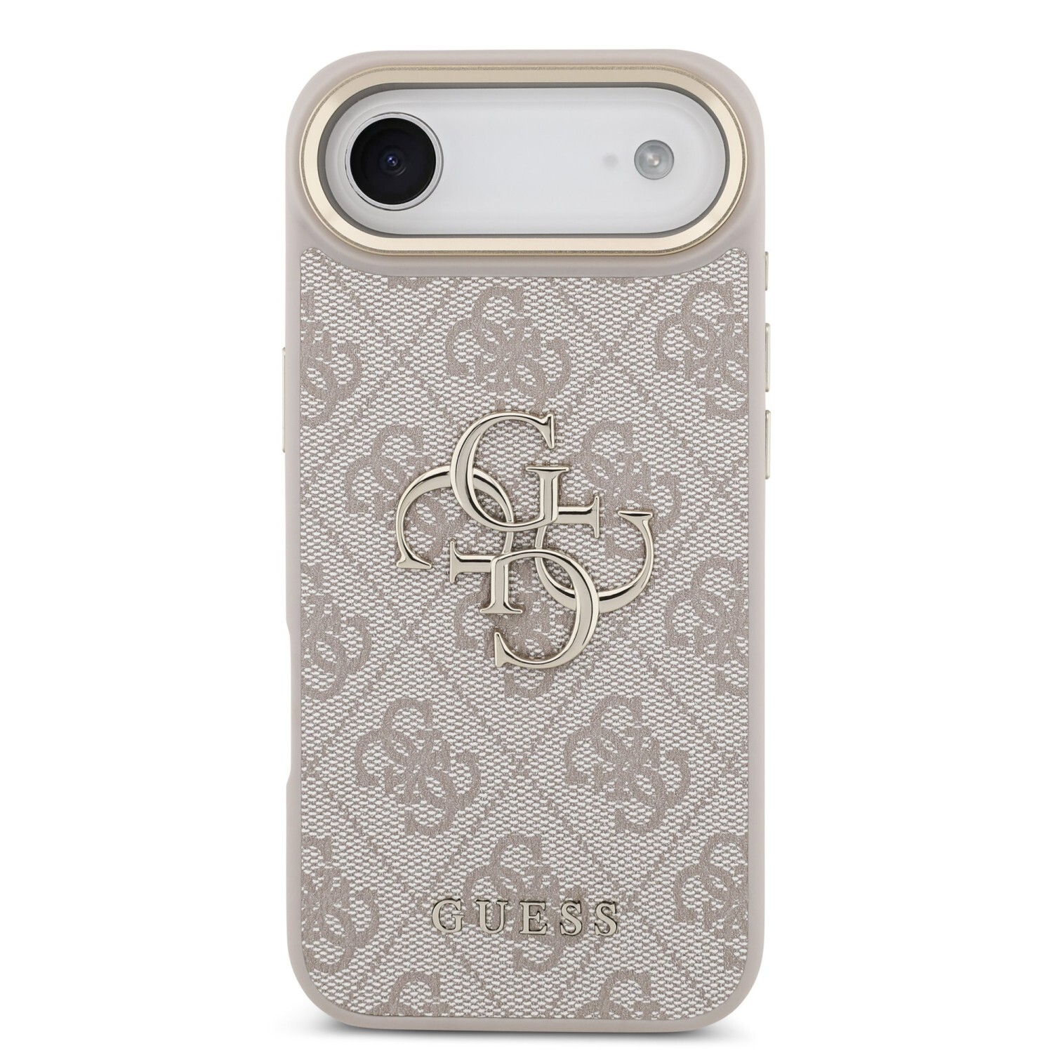 Zadní kryt Guess PU Leather 4G Metal Logo Gold Frame pro Apple iPhone 17 Air, růžová