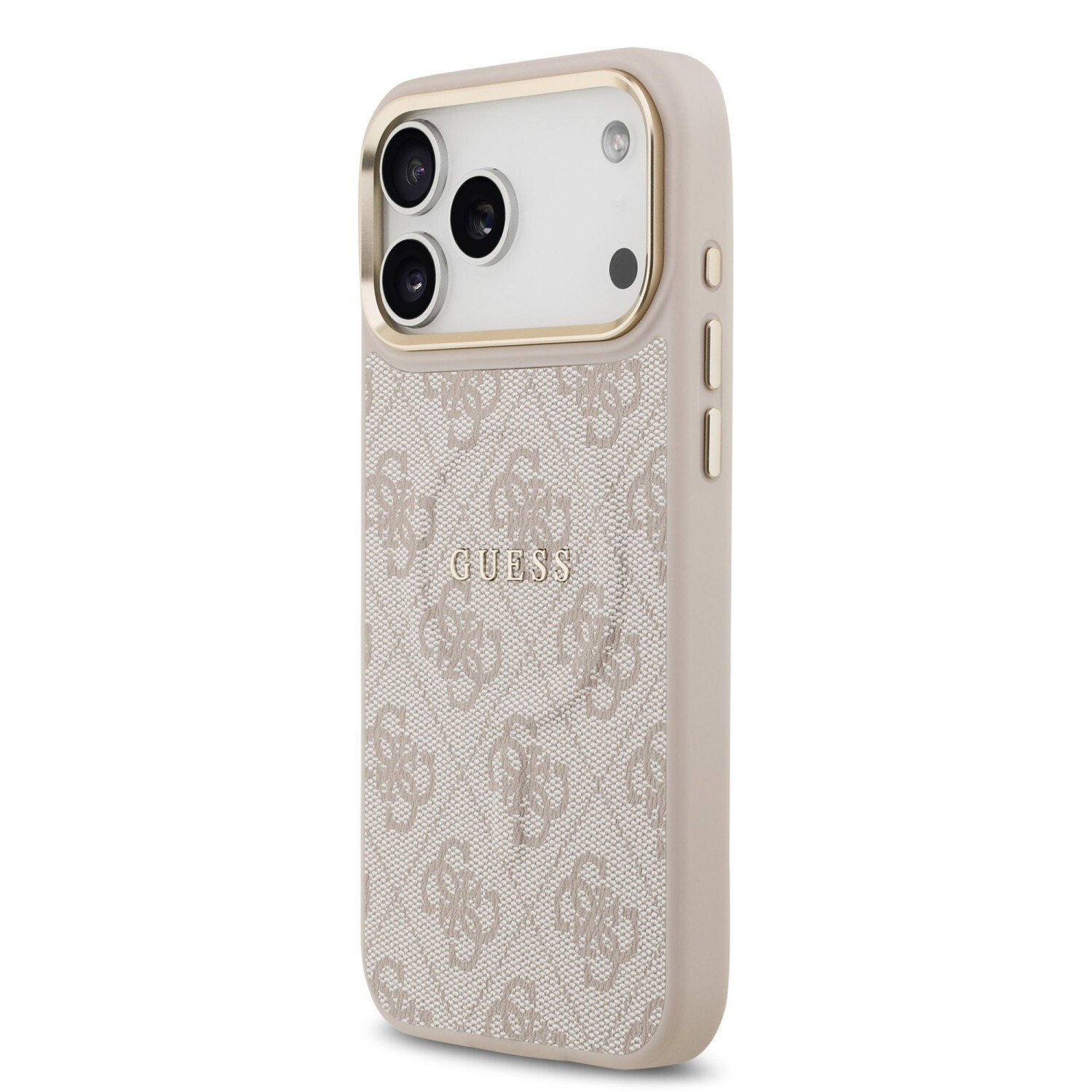 Zadní kryt Guess PU Leather 4G Gold Frame MagSafe  Apple pro iPhone 17 Pro Max, růžová