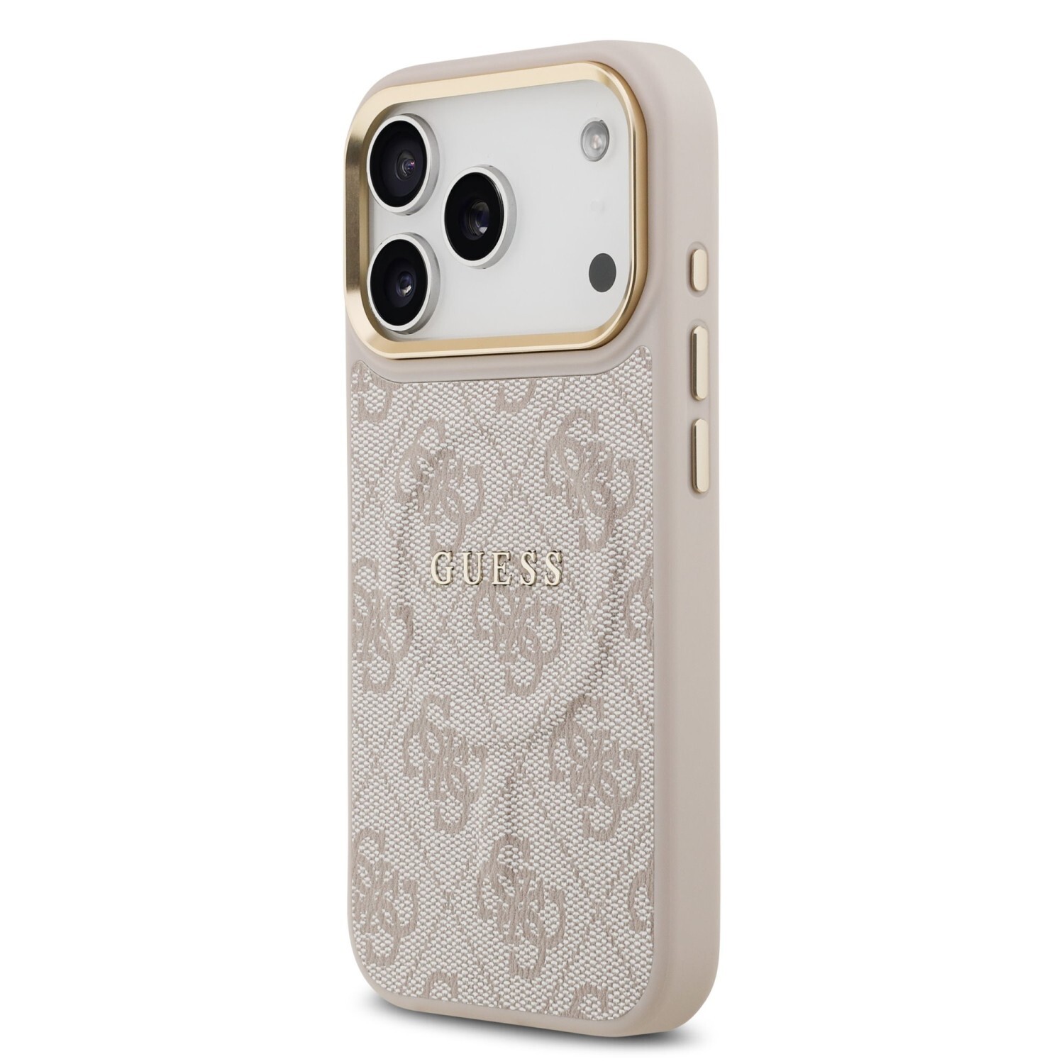 Zadní kryt Guess PU Leather 4G Gold Frame MagSafe  Apple pro iPhone 17 Pro, růžová