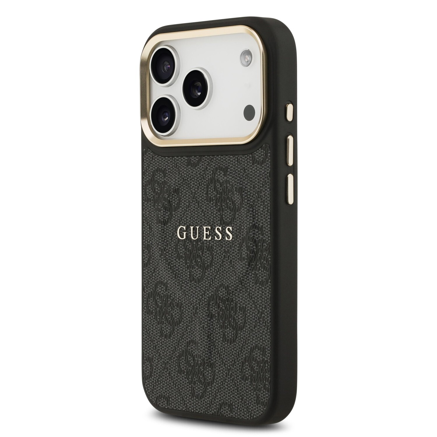 Zadní kryt Guess PU Leather 4G Gold Frame MagSafe  Apple pro iPhone 17 Pro, černá