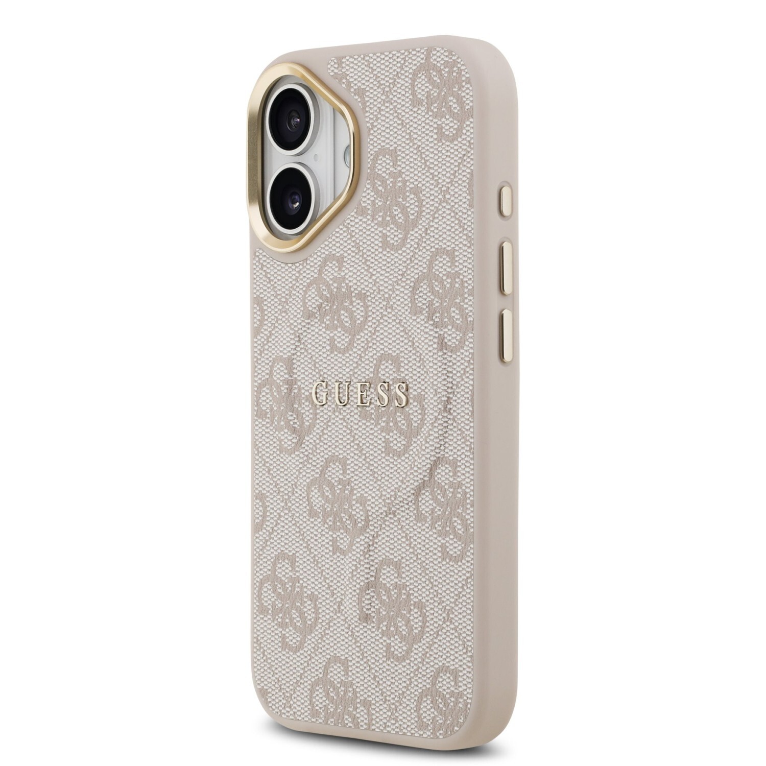 Zadní kryt Guess PU Leather 4G Gold Frame MagSafe  Apple pro iPhone 17, růžová