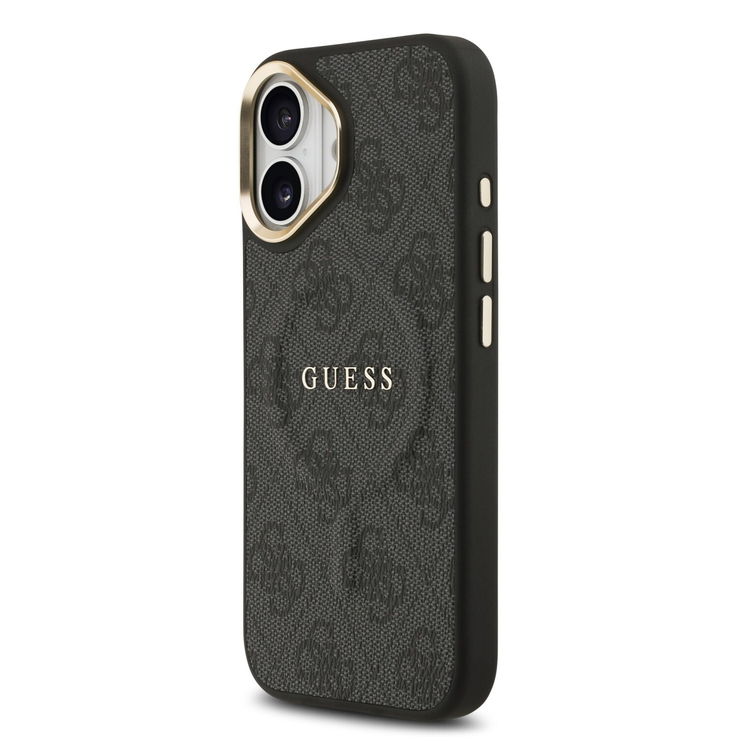 Zadní kryt Guess PU Leather 4G Gold Frame MagSafe  Apple pro iPhone 17, černá