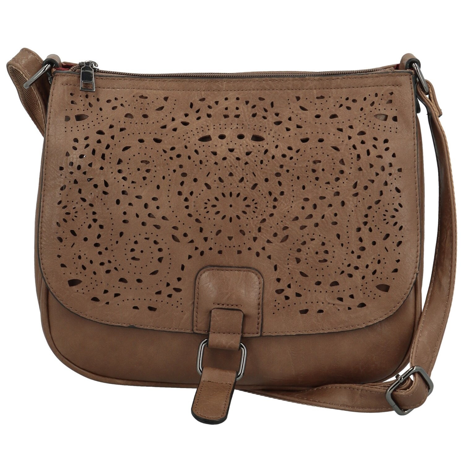 Módní dámská koženková crossbody kabelka Oresta, khaki