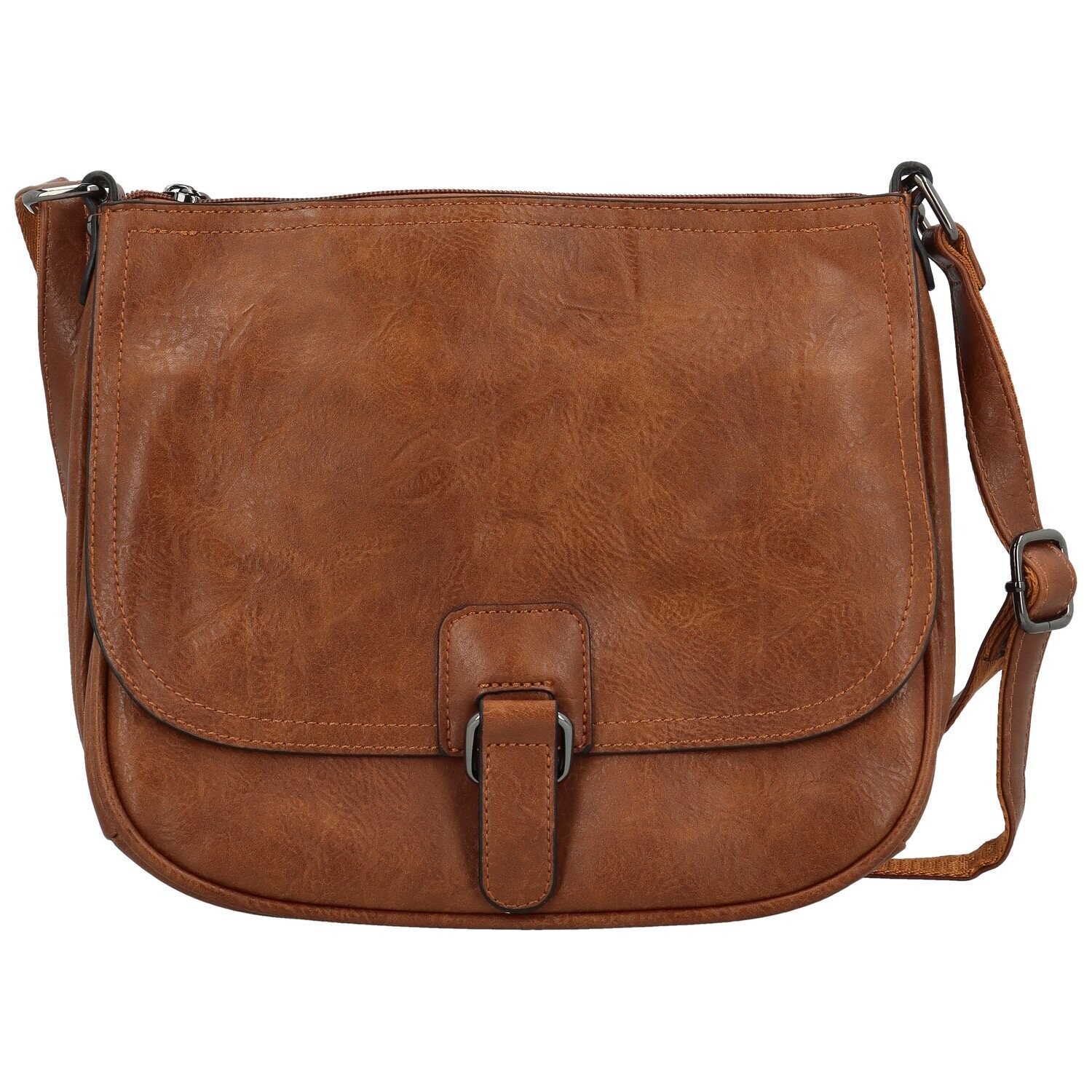 Trendy dámská koženková crossbody kabelka Gertha, hnědá