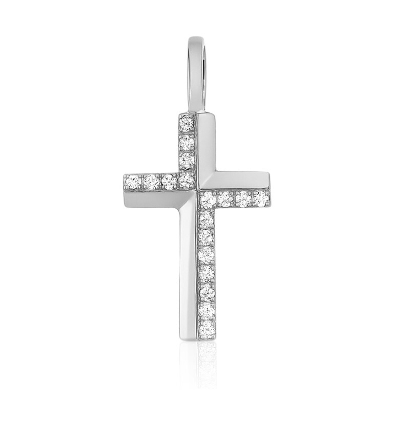 Brilio Něžný přívěsek křížek z bílého zlata 14/925.261ZIR