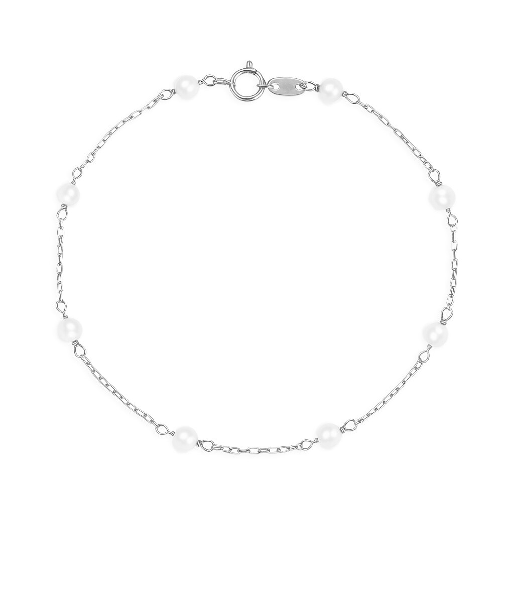 Brilio Něžný náramek z bílého zlata s říčními perlami 14/772.351P Esp-white