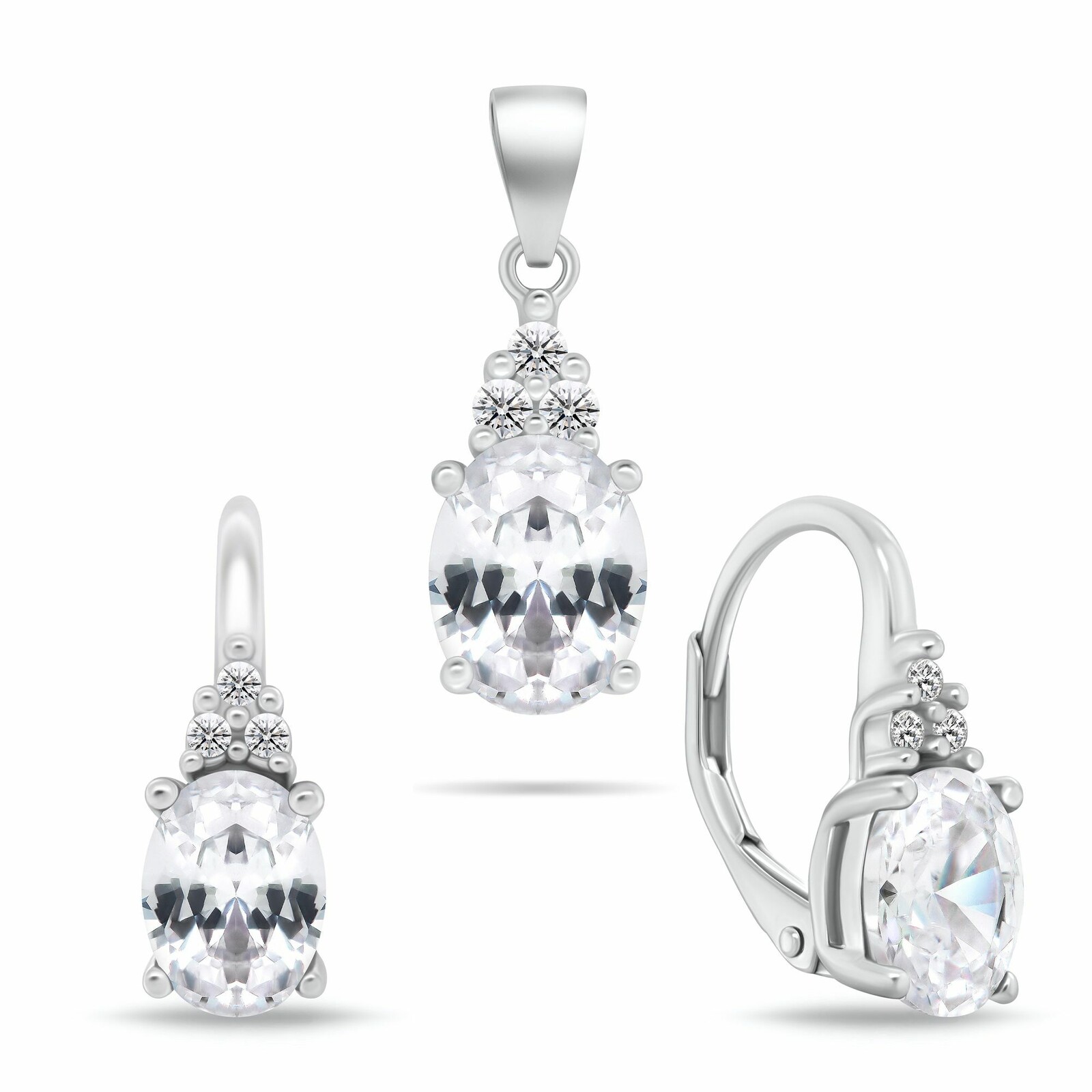 Brilio Silver Stříbrný set šperků s kubickými zirkony SET293W (náušnice, přívěsek)