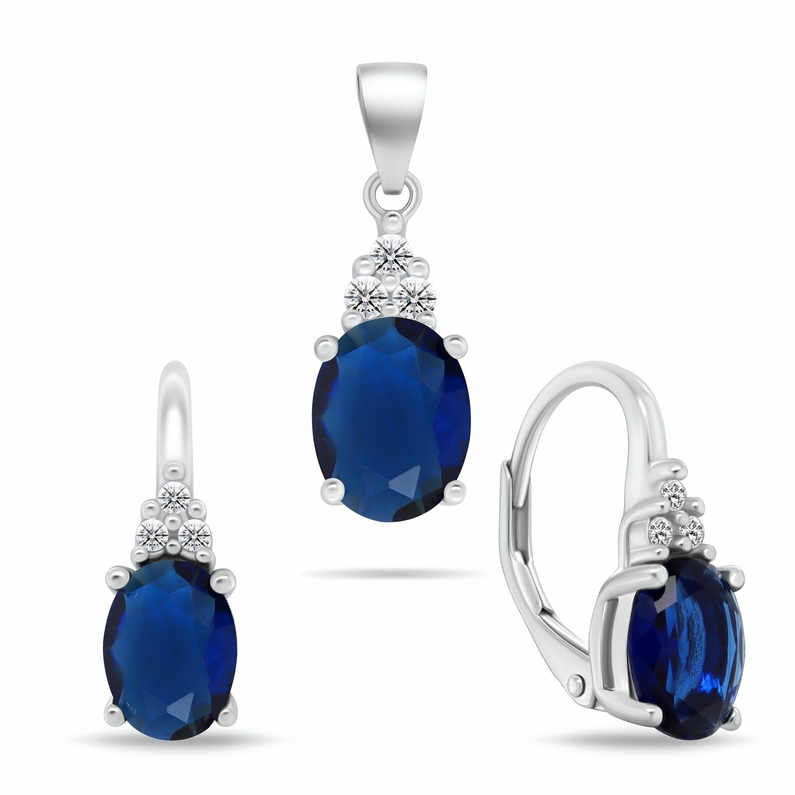 Brilio Silver Stříbrný set šperků s kubickými zirkony SET293WB (náušnice, přívěsek)