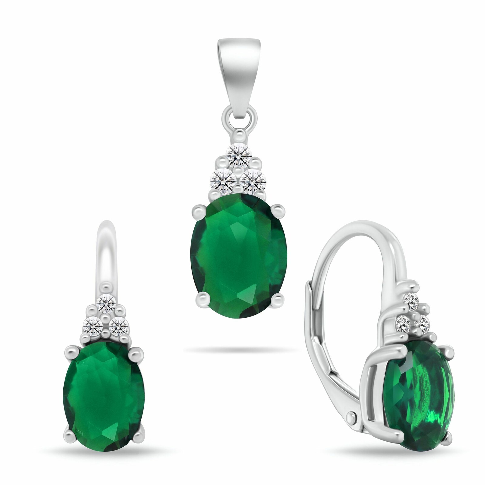 Brilio Silver Stříbrný set šperků s kubickými zirkony SET293WG (náušnice, přívěsek)