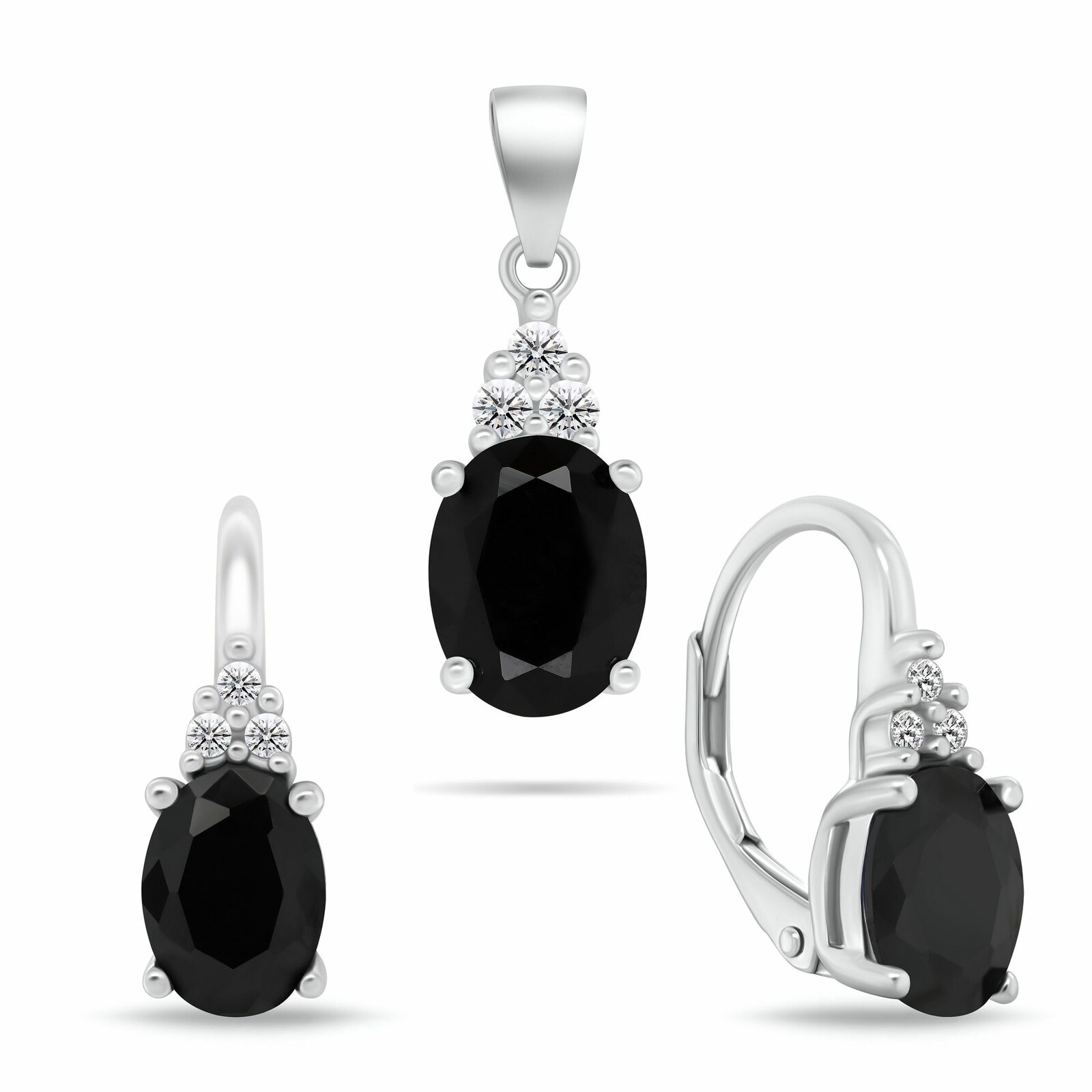 Brilio Silver Stříbrný set šperků s kubickými zirkony SET293WBC (náušnice, přívěsek)