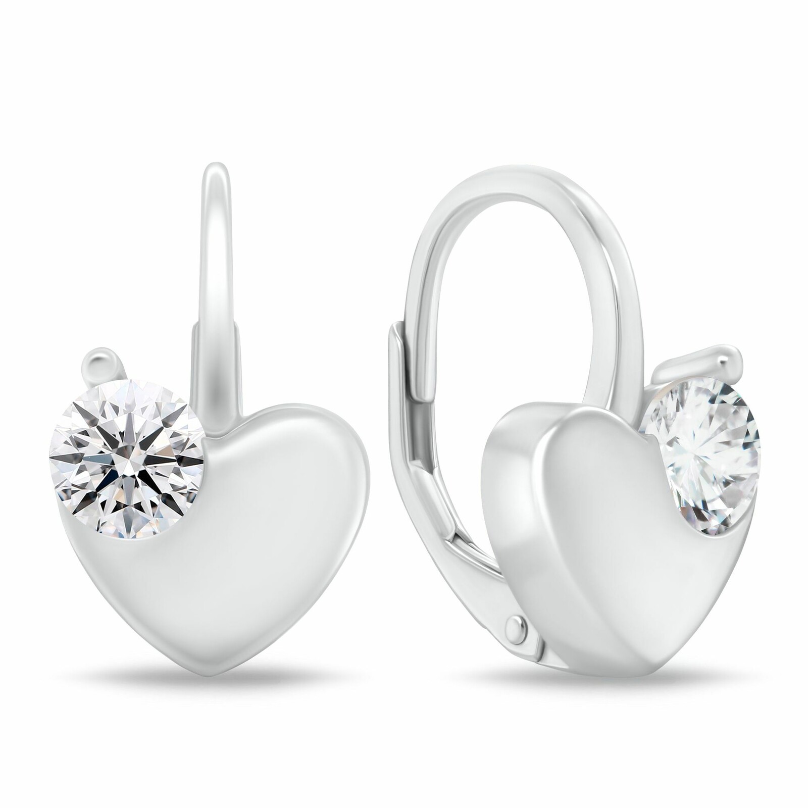 Brilio Silver Stříbrné srdíčkové náušnice se zirkonem EA1197W