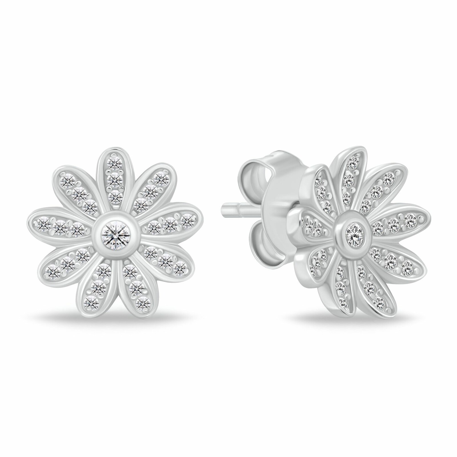 Brilio Silver Stříbrné kytičkové náušnice s kubickými zirkony EA1198W
