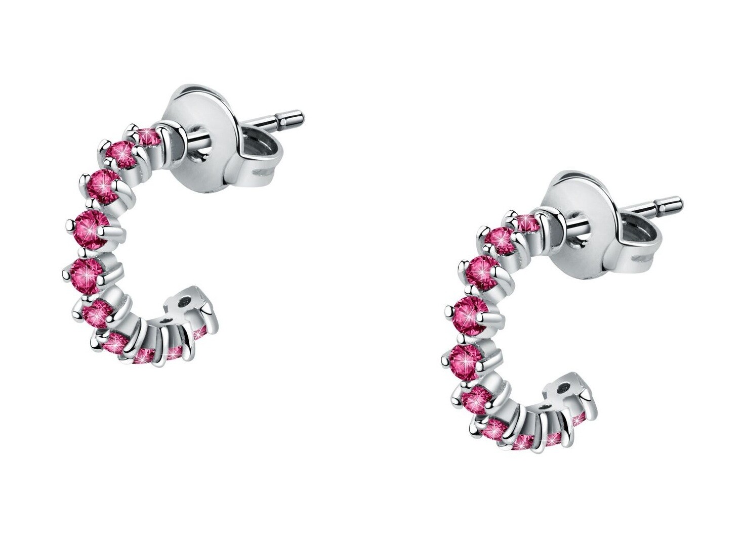 La Petite Story Slušivé ocelové náušnice s fuchsiovými krystaly LPS01AYQ123
