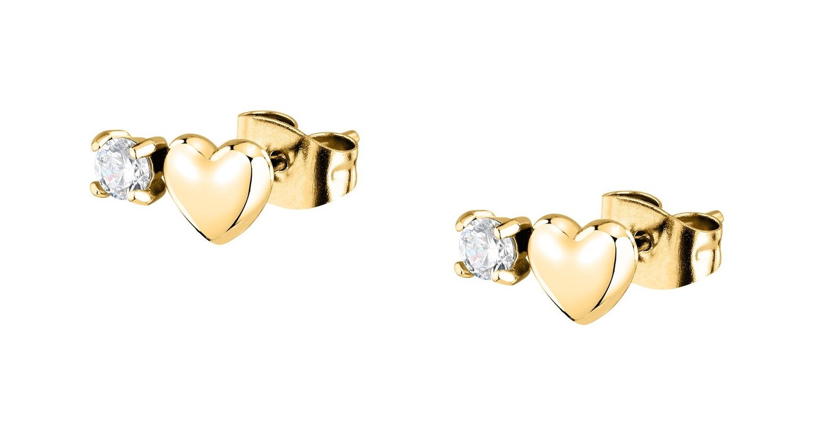 La Petite Story Podélné pozlacené náušnice Srdíčka LPS01AYQ128