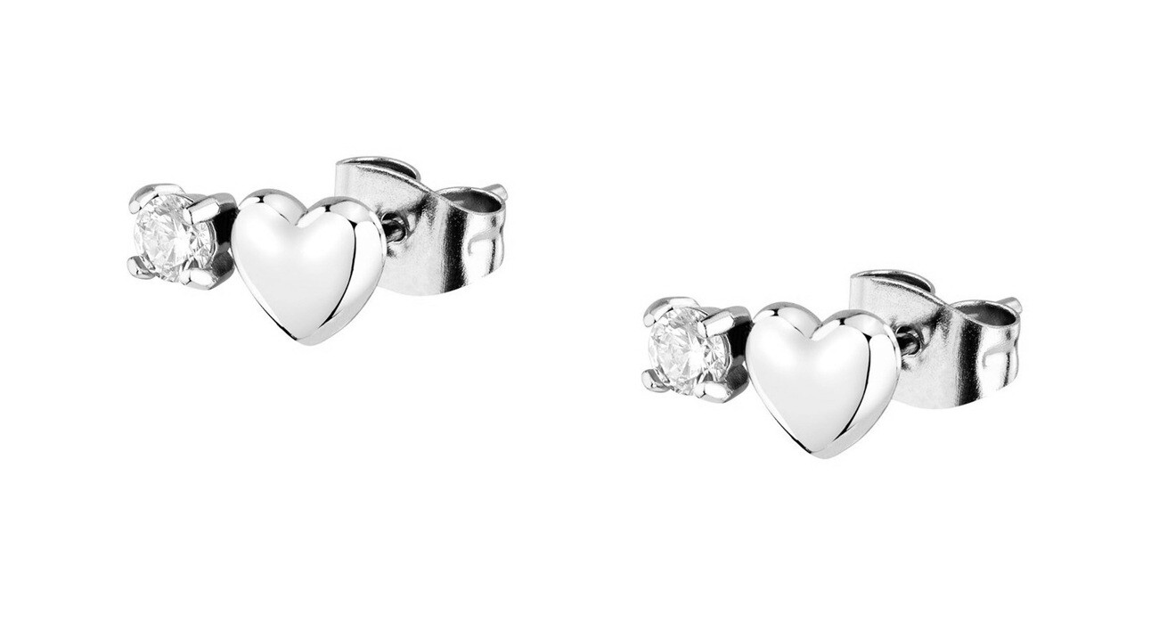 La Petite Story Podélné ocelové náušnice Srdíčka LPS01AYQ129