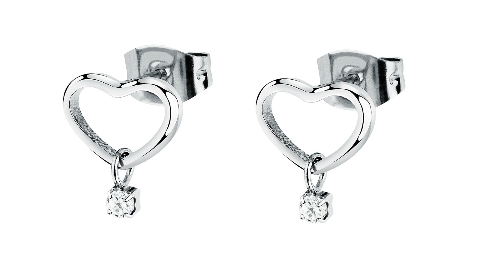 La Petite Story Srdíčkové ocelové náušnice se zirkonem LPS01AYQ130