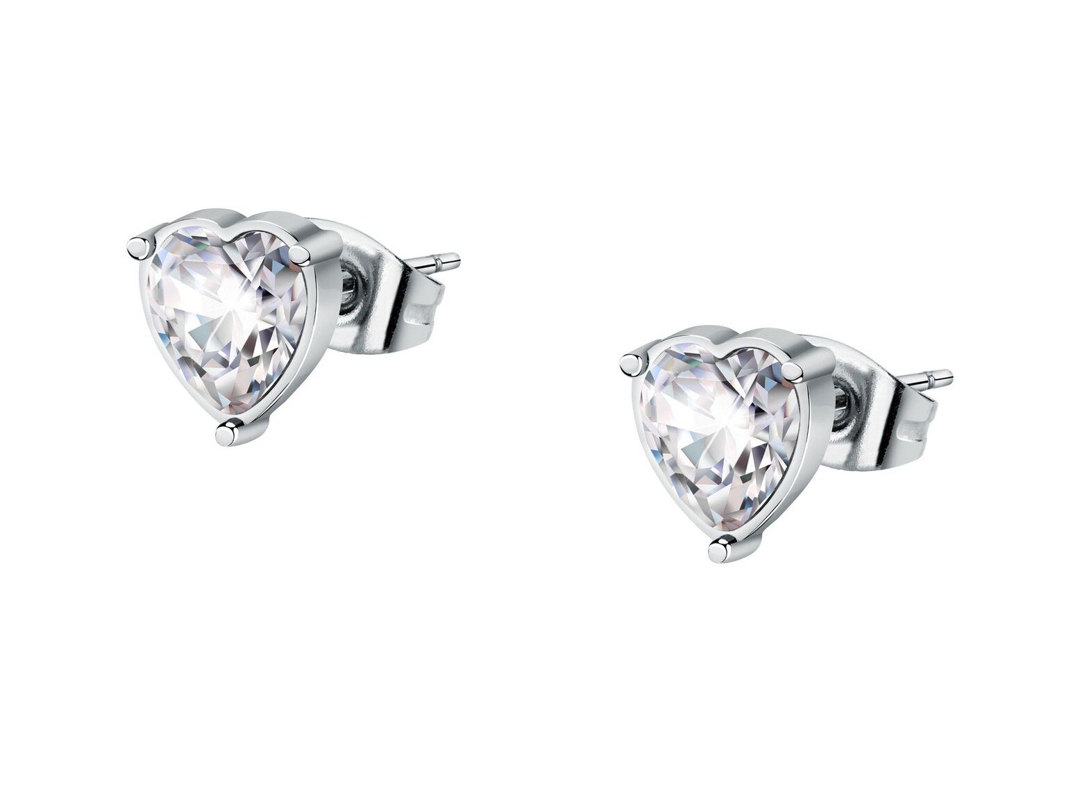 La Petite Story Třpytivé ocelové náušnice Srdce s krystalem LPS01AYQ121