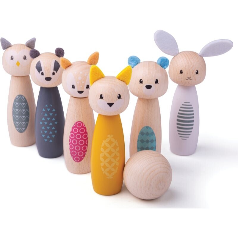 Bigjigs Toys Wooden Bowling Toy sada hraček ze dřeva 2y+ 7 ks