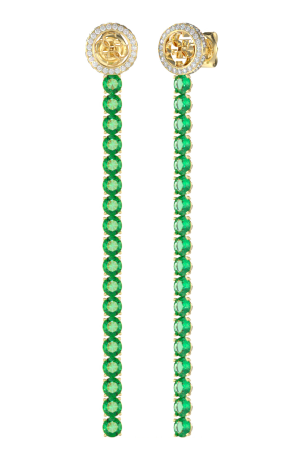 Guess Výrazné pozlacené náušnice se zelenými krystaly Paradise JUBE05144JWYGGNT/U