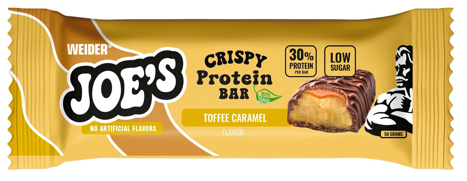 Weider Joe's Crispy Bar 50 g, tyčinka se zvýšeným obsahem bílkovin, Toffee Caramel
