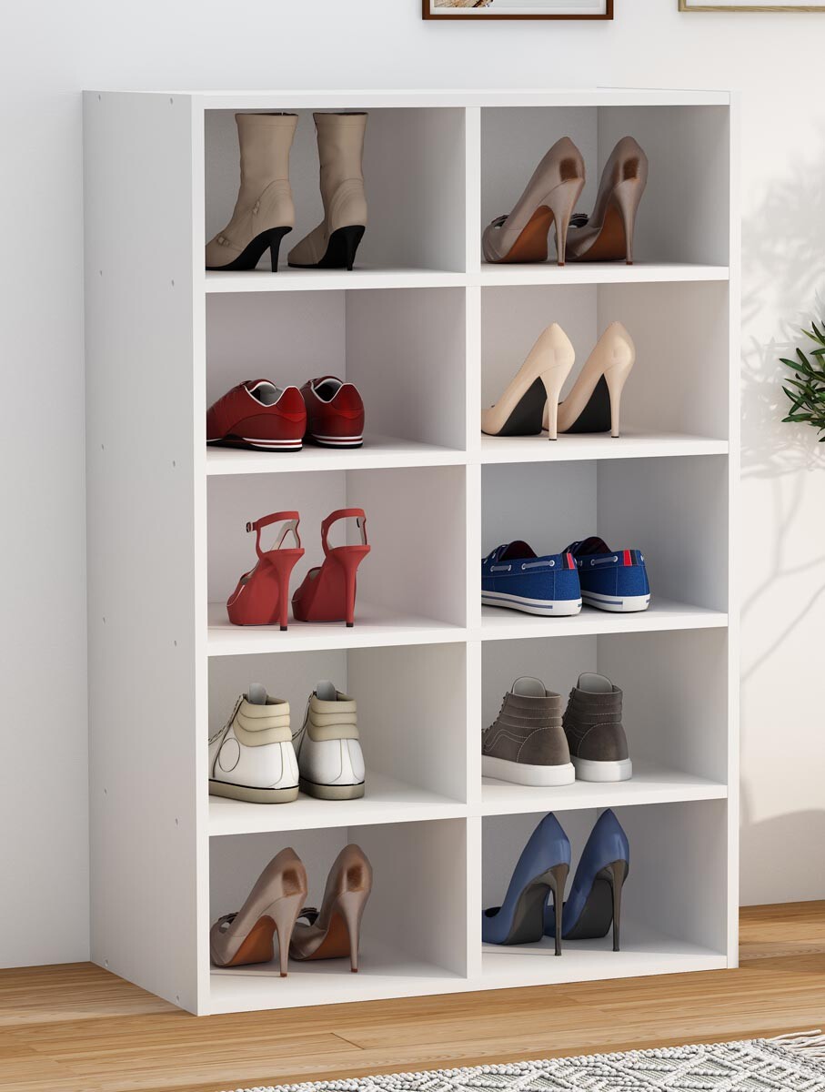 Botník Hinsol M 10 přihrádek, bílý