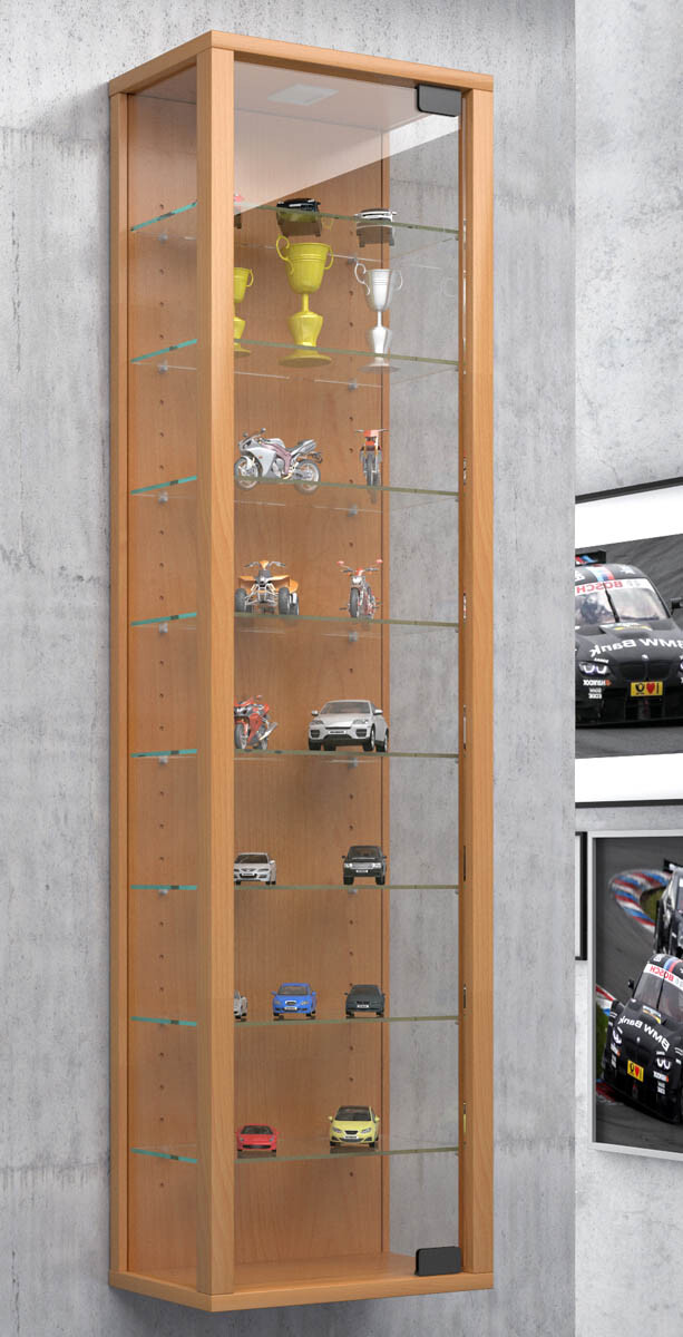 Nástěnná vitrína Stano Maxi s LED osvětlením, buk