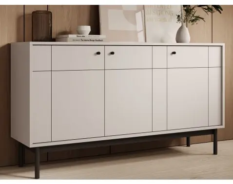 Skříňka 3-dveřová Japandi, 154 cm, béžová kašmír