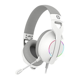 HP DHE-8003U, sluchátka s mikrofonem, drátová, bílá, 7.1 surround (virtuálně), podsvícená, USB
