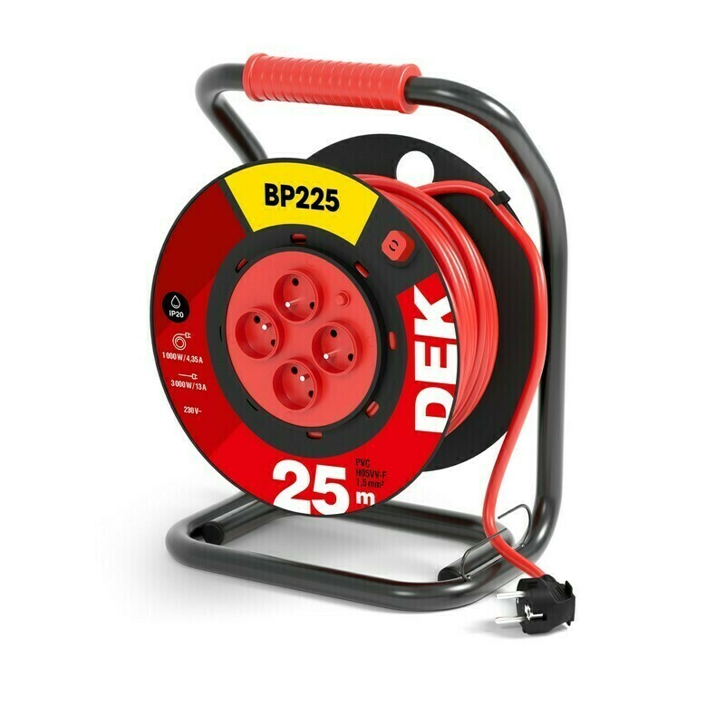 Kabel prodlužovací PVC na bubnu s pevným středem DEK BP225 25 m 1,5 mm2 IP 20