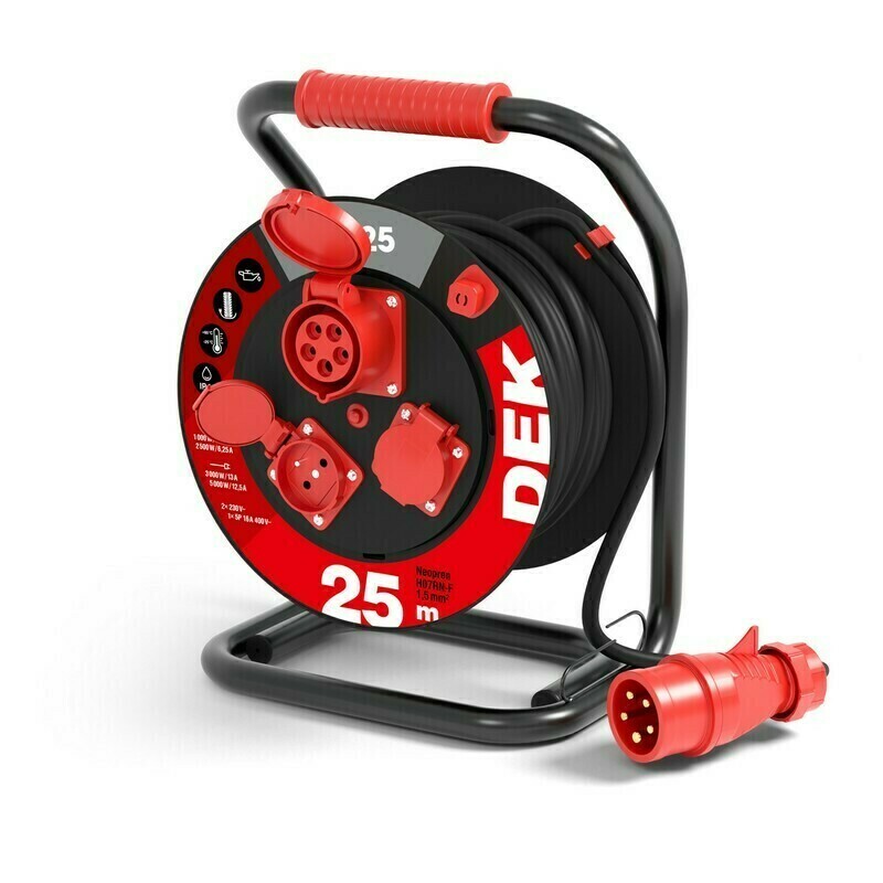 Kabel prodlužovací neoprenový na bubnu DEK BP625 25 m 1,5 mm2 IP 44
