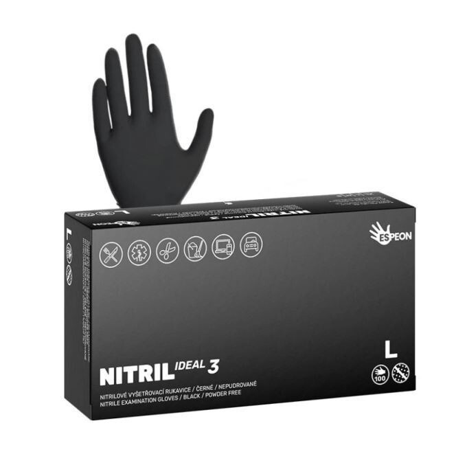 Nitrilové rukavice černé 3,5g bez pudru 100ks./bal., velikost M