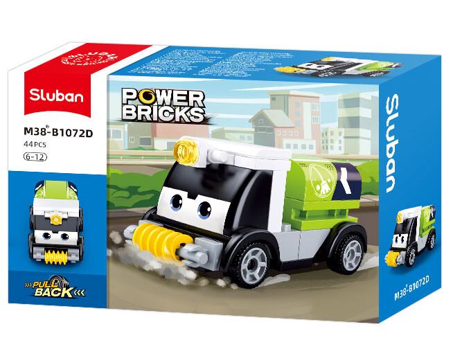 Stavebnice Sluban Power Bricks Natahovací auto s očima tyrkyso náklaďák M38-B1072D