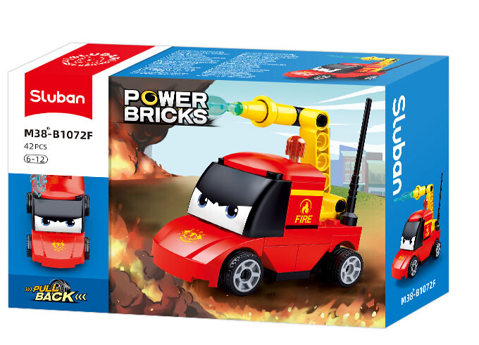 Stavebnice Sluban Power Bricks Natahovací auto s očima Hasiči M38-B1072F